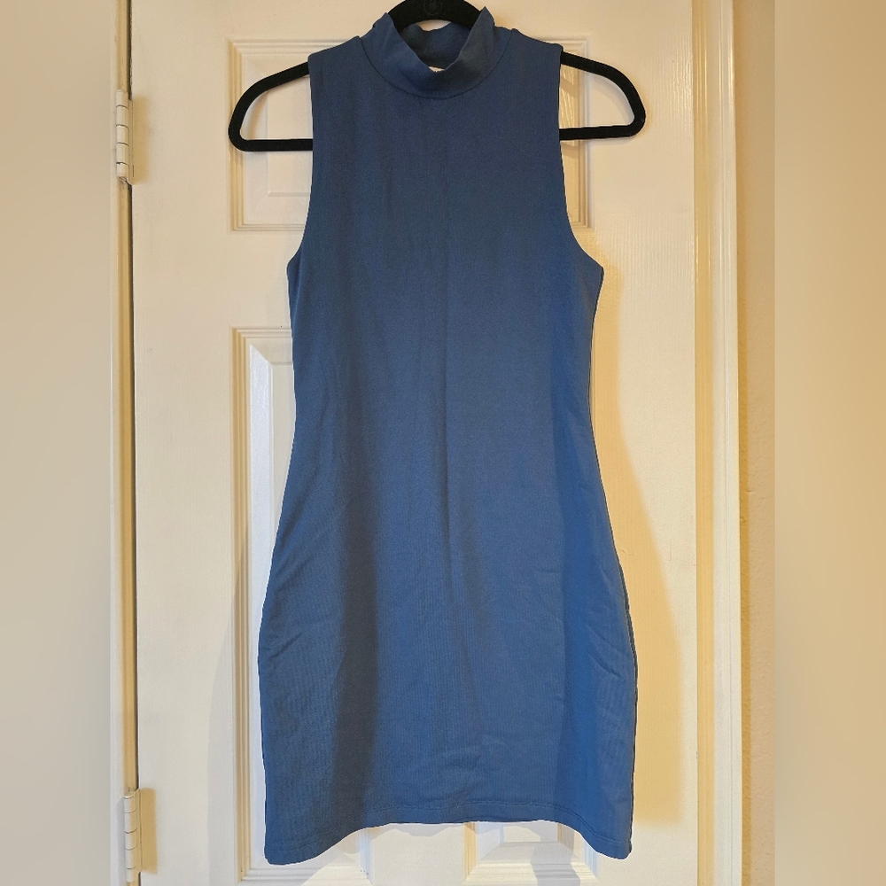 Babaton Contour Mock Neck Mini Dress Medium Blue